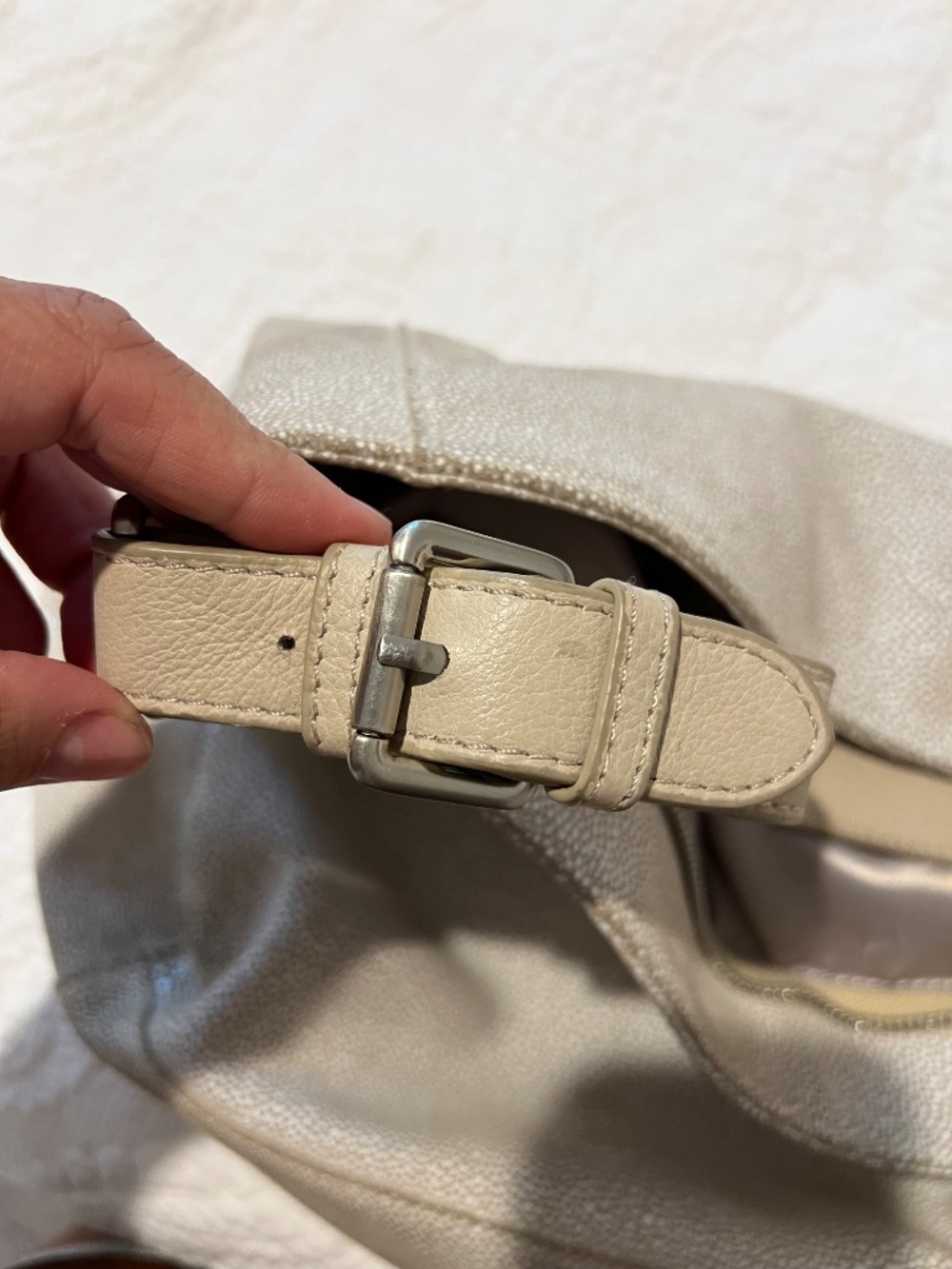 Sorial Lexi metallic taupe stingray-embossed leather hobo bag - Picture 12 of 14